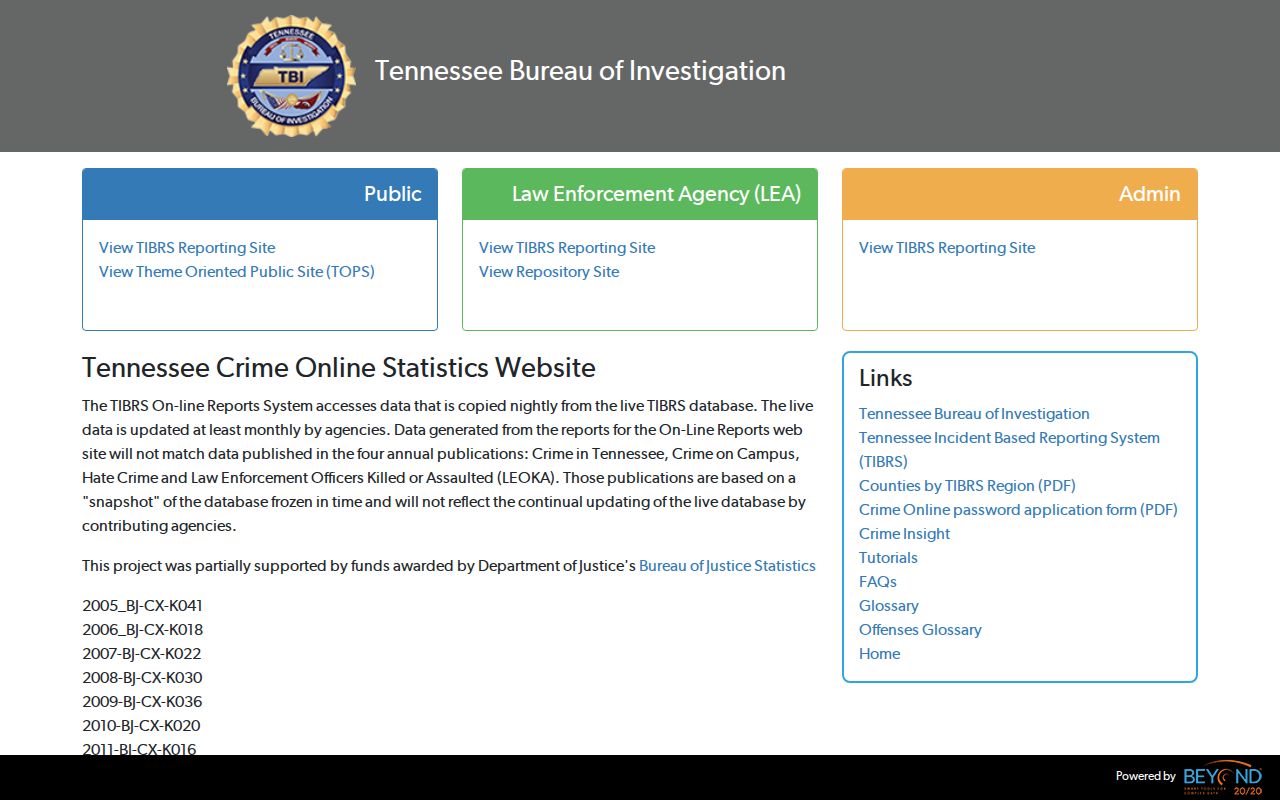Overton County criminal record context in the TBI CrimeInsight portal