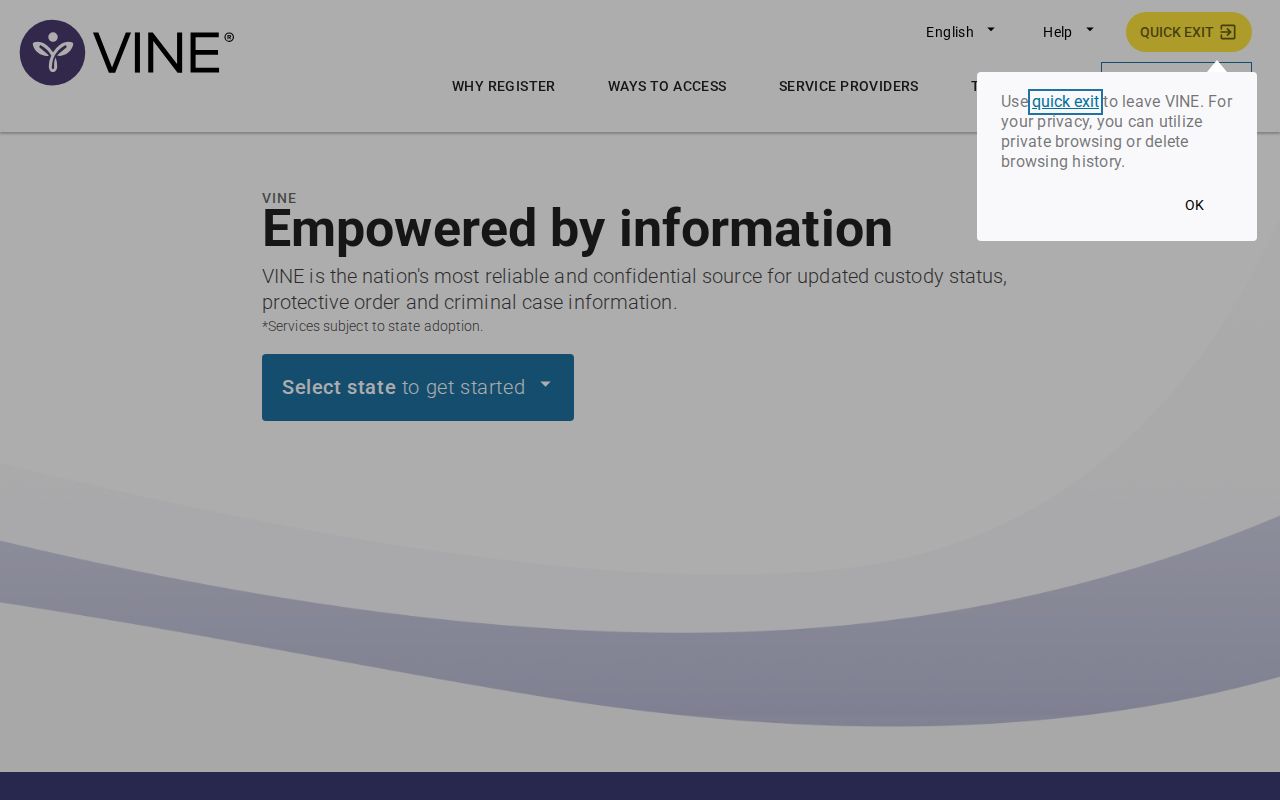 VINELink custody notifications for an Overton County arrest lookup