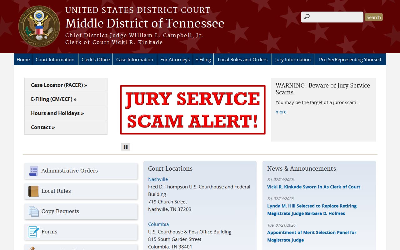 Federal criminal court case source for Overton County