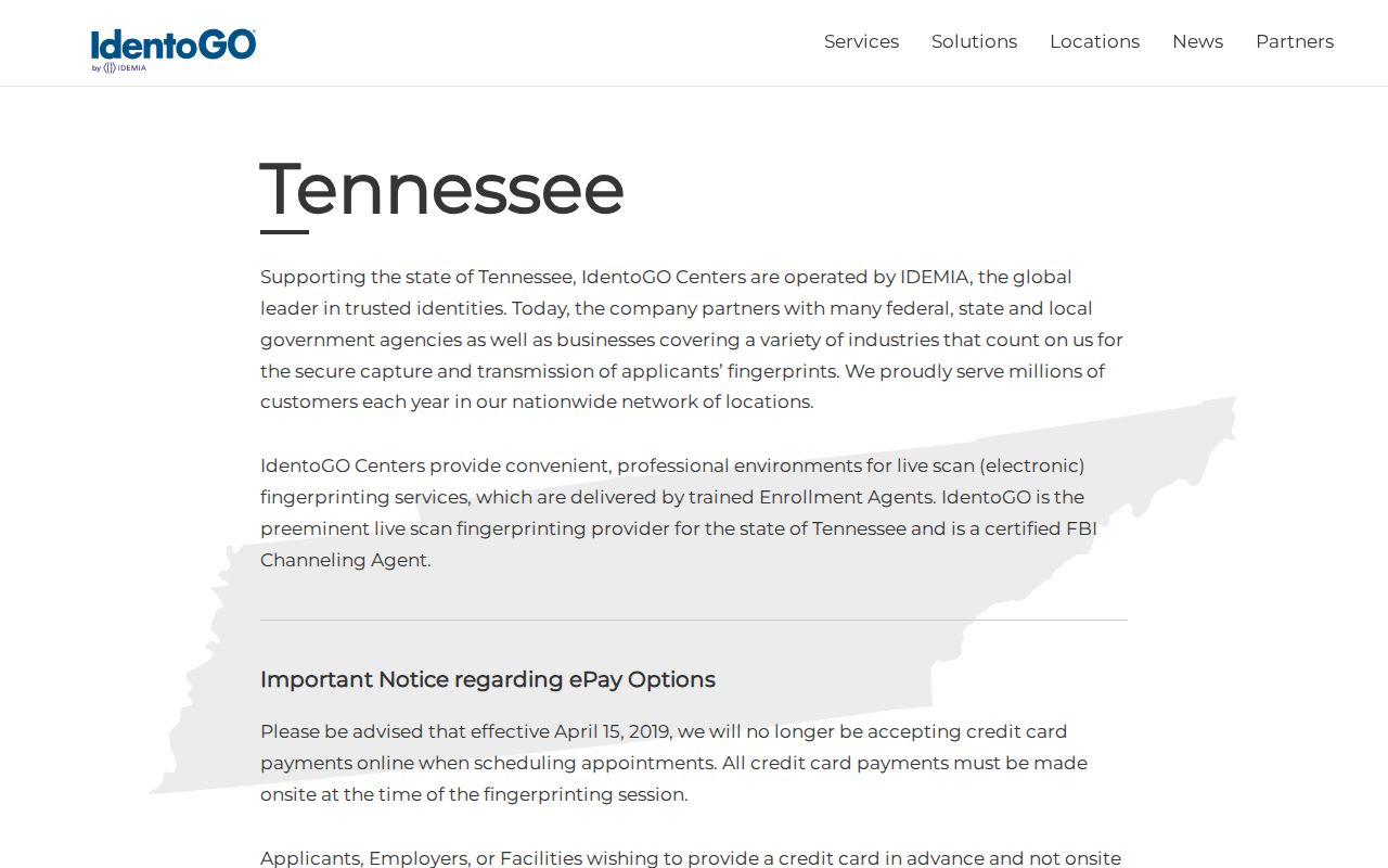 Overton County criminal history fingerprint location search through IdentoGO Tennessee